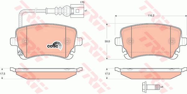 Arka Fren Balatası (Fıslı) Transporter T5 / T6 1,9 / 2,0 / 2,5Tdı 03>16