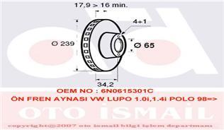ON FREN AYNASI DISKI POLO 1,0 1,3 1,4 1,6 1,9D 94> POLO CLASSIC 1,4 1,9D 95>