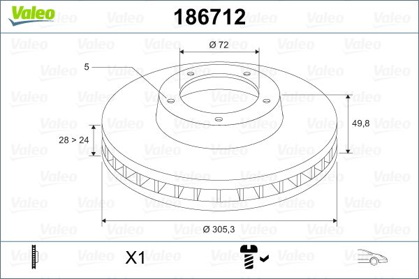 FREN DISKI ADET ON HAVALI 305.50MM TRAFIC VIVARO PRIMESTAR 01- 1.9DCI 2.0