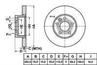 ON FREN DISKI-15 JANT-282×18 5×112 (VW TRANSPORTER 96-04)