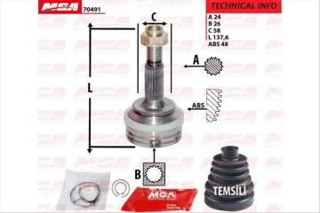 AKS KAFA DIS (ABSLI)-(TOYOTA: YARIS 99>05 ''1.0 16V '' ) (24×26×58xABS-48)