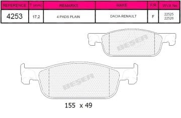 Ön Balata Clıo Iv 1.2 1.5Dci 12=> Dacıa Sandero Iı 1.2.1.2 Lpg (2012=> Logan 12=> (140.2X18X42)