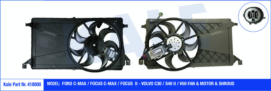 FAN MOTORU DAVLUMBAZLI FORD CMAX-FOCUS-FOCUS II-VOLVO C30-S40 II-V50 (250W-390mm)