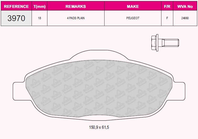 Ön Balata P308 1.4 1.6 Hdi 2.0Hdi 07=> 308 Sw 07=> 308 Cc 1.6 1.6Hdi 09=>13=> 3008 13=>
