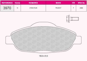 Ön Balata P308 1.4 1.6 Hdi 2.0Hdi 07=> 308 Sw 07=> 308 Cc 1.6 1.6Hdi 09=>13=> 3008 13=>