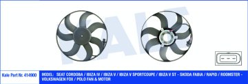 FAN MOTORU PERVANELİ POLO-CORDOBA(02-09)IBIZA IV-V-FABIA(99-08) 1.2-1.4 16V-1.6 16V(250-80W 394mm)