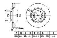 FREN DISK ON HAVA KANALLI 276-6 ( MITSUBISHI: L200 2.5TD 4WD K74T 1996-2006 /  PAJERO 1990-> )