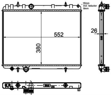 RADYATÖR 407 04>C5 04>1.6HDI 2.2 16V(AC+MEK) (552x380x26)(1 SIRA ALB SİSTEM)