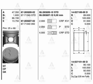 PİSTON SEGMANLI E-2200 86-92 / BESTA 92=> STD