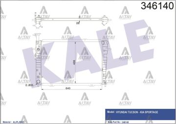 RADYATÖR SU TUCSON 04-10 / SPORTAGE 04-10 2.0 BENZİNLİ / 16mm A-T BRAZING