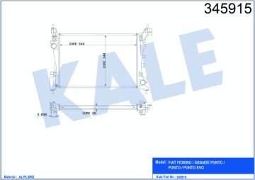 SU RADYATÖRÜ FIAT PUNTO-FIORINO-QUBO 1.2 1.4 1.4 16V 05=> (MT) (AC NAC) (BRAZING) (540x348x26)
