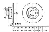 FREN DISK ON DUZ 227-4 ( FIAT: M131 66 - 99 / FIAT: UNO 83 - 95)