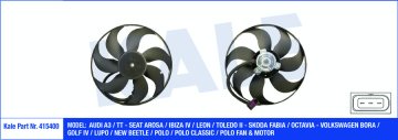 FAN MOTORU DAVLUMBAZLI GOLF IV-POLO (95-99)-LEON (99-06)TOLEDO II-OCTAVIA (01-06) (250-80W-350mm)