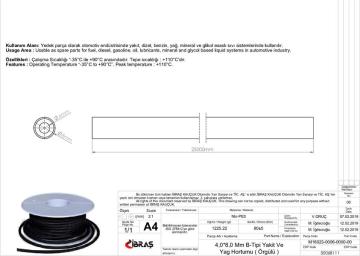 DISTAN ORGULU YAKIT HORTUMU 65600 4.0 MM X 8.0 MM NBR B TIPI MAKARALI 25METRE