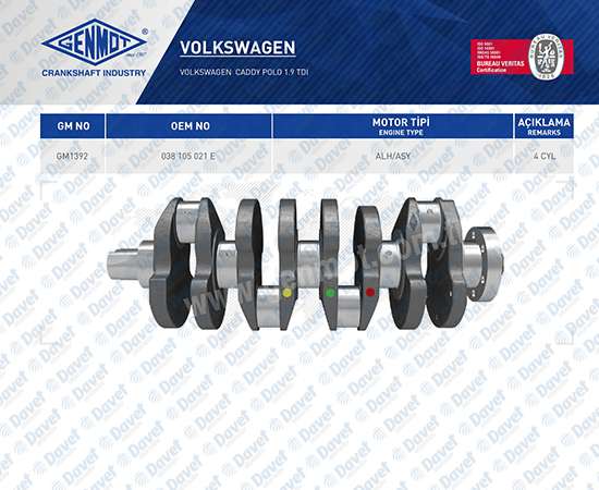 KRANK CADDY ALH MOTOR-POLO ASY MOTOR 1.9TDI