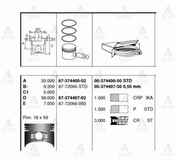 PİSTON SEGMANLI COROLLA 88-97 1.3L 2E 73.00mm STD
