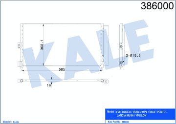 KLİMA KONDENSERİ DOBLO 01>IDEA 04>PUNTO 03>YPSILON (06-11) 1.3 JTD-1.9JTD (AL/AL) (586x288x16)
