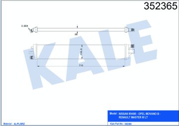 TURBO RADYATÖRÜ INTERCOOLER NV400-MOVANO B-MASTER III LT 2.3CDTI 10>(İLAVE SOĞUTUCU)(AT-MT)