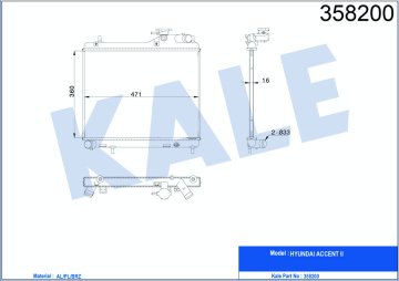 RADYATÖR ACCENT ADMIRE 1.5 CRDI (02-05) (MEK+AC+KLİMASIZ) (AL/PL/BRZ) (360x471x16)