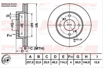 FREN DISK ON HAVA KANALLI 257-4 ( NISSAN: PRIMERA P10 P11 ALMERA II 90 - 97 )