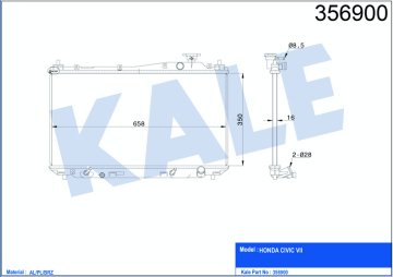 RADYATÖR CIVIC VII (OTOMATİK) (AL/PL/BRZ) (350x658x16)