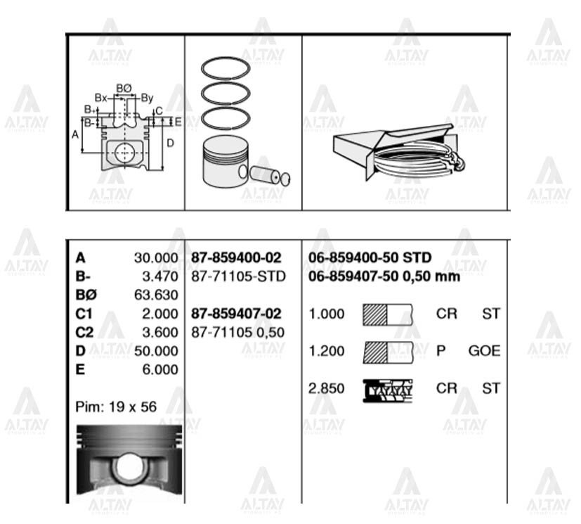 PİSTON SEGMANLI CIVIC 96-00 1.6 STD