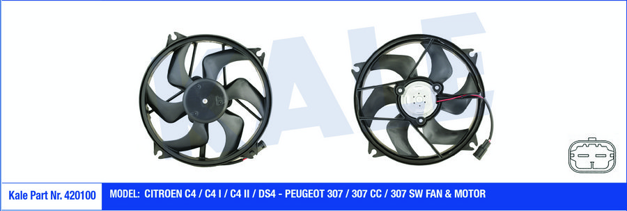 FAN MOTORU + PERVANE CITROEN C4 I-II-DS4 PEUGEOT P307-P307 CC-P307 SW (200W-385mm)
