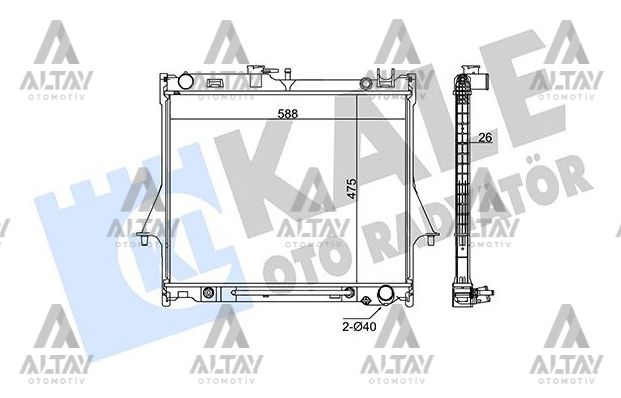 RADYATÖR SU D-MAX 2.4I 3.0 DITD 3.5 V6 24V 02=> AUTOMATIC 473x588x26 A-T BRAZING