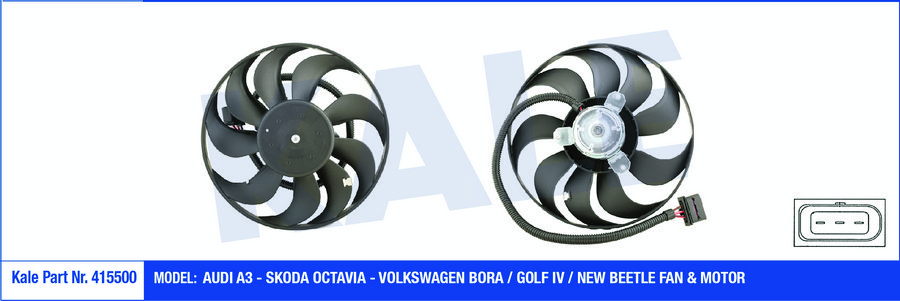 FAN MOTORU DAVLUMBAZLI SAĞ GOLF IV-BORA (99-01)LEON-OCTAVIA-FABIA 1.8-1.8T-1.9TDI-2.0 (150W-290mm)