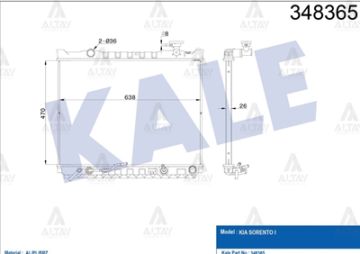 RADYATÖR SU SORENTO 06-09 26mm A-T BRAZING