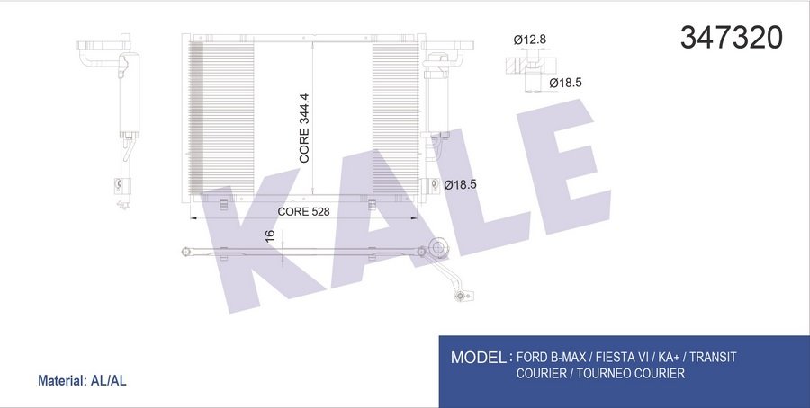 KLIMA RADYATORU KOMPLE B-MAX 12> TOURNEO COURIER C4A 14>