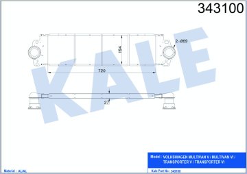 TURBO RADYATÖRÜ (INTERCOOLER) VW TRANSPORTER T5 (AL/PL/BRZ) (720x194x27)