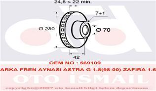 ARKA FREN DISKI (5 BIJON) ASTRA H MERIVA B CORSA C ASTRA G 2,0DI 2,0 16V 1,8 16V 02 / 98>2,0DTI 16V 2,0DI 16V 1,8 16V 08 / 99>