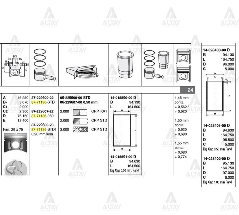 PİSTON SEGMANLI H-100  97-06 MİNİBÜS STD
