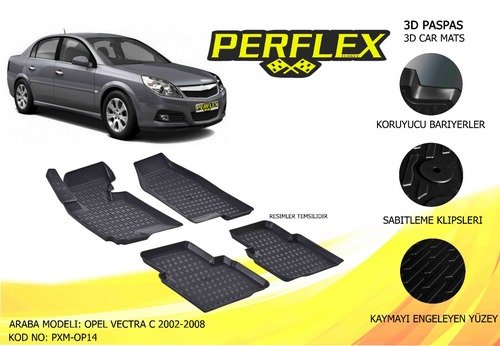 PASPAS 3D X-MAT HAVUZLU OPEL VECTRA C (03-08) (SİYAH)