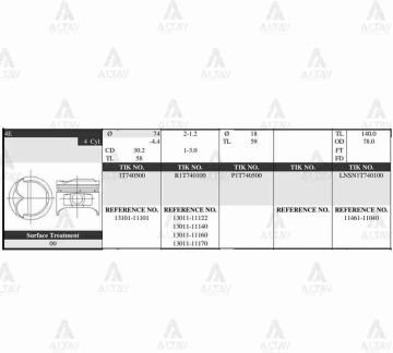 PİSTON TAKIM COROLLA 1.3L ENJ. /  98-00 / 74.50mm / 4E / 0.50