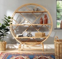 RATTAN CIRCLE SHELF NATUREL 125 CM ÇAP