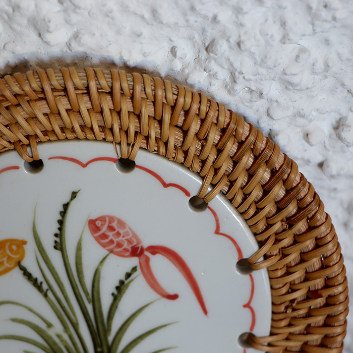 RATTAN ÇERÇEVELİ 14 CM. DENİZALTI & BALIK DESENLİ DEKORATİF OBJE