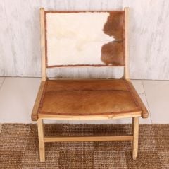 DOĞAL TEAK ve DOĞAL DERİ SANDALYE 70x86 cm