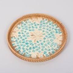 ANİTA 30X2.5 CM SEDEFLİ RATTAN TEPSİ & DUVAR DEKORU