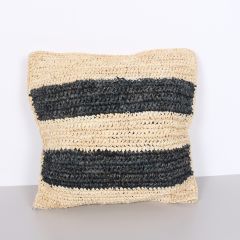 ÇİFT YÖN ÖRGÜ 47X47CM. DOĞAL & SİYAH RAFYA KIRLENT