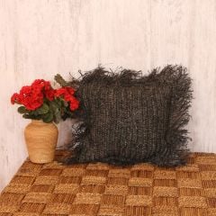 ÇİFT YÖN ÖRGÜLÜ 45X45cm. DOĞAL SİYAH RAFYA KIRLENT