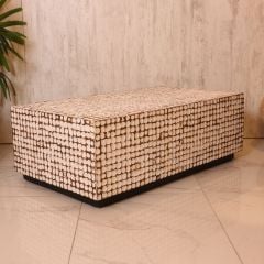 COCONUT AKASYA AĞACI VE HİNDİSTAN CEVİZİ DİKDÖRTGEN SEHPA 120X70X42 CM VANİLYA RENGİ