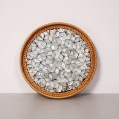 ABSTRACT 25X3 CM SEDEFLİ RATTAN TEPSİ & DUVAR DEKORU