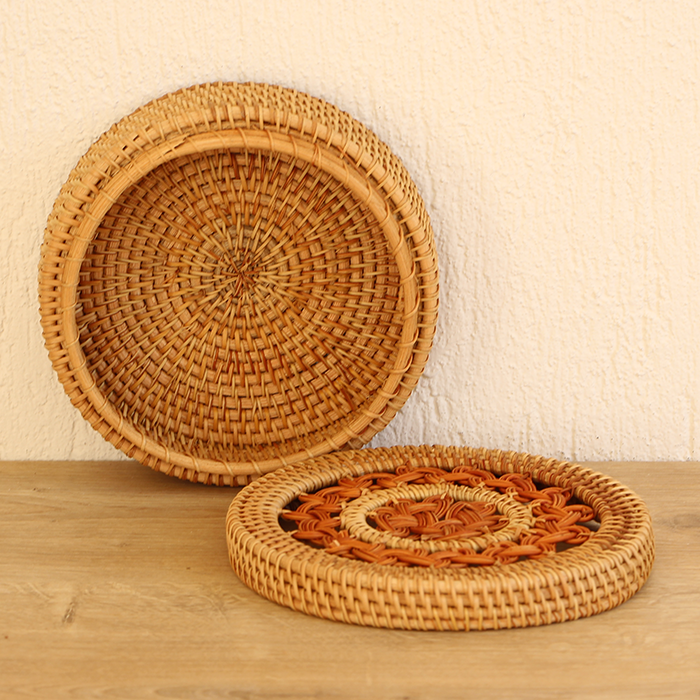 DEKORATİF 18X18X7 CM RATTAN SAKLAMA KUTUSU & OBJE