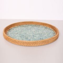 ANİTA 30 X 3 CM SEDEFLİ RATTAN TEPSİ & DUVAR DEKORU