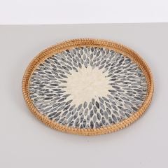 ANİTA 40 X3 CM SEDEFLİ RATTAN TEPSİ & DUVAR DEKORU