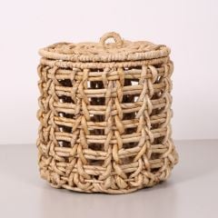 SİDE DOĞAL ABAKA 25X25 CM KAPAKLI ÇAMAŞIR VE DEKORASYON SEPETİ