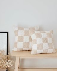 TEDDY KIRLENT KILIFI DAMALI YASTIK KILIFI BEJ