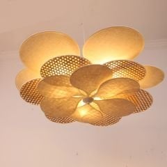 YENİ PAPATYA DOĞAL HAZERAN VE KUMAŞ AVİZE 90 CM (AMPULLERİ GÖVDENİN ORTASINDA)